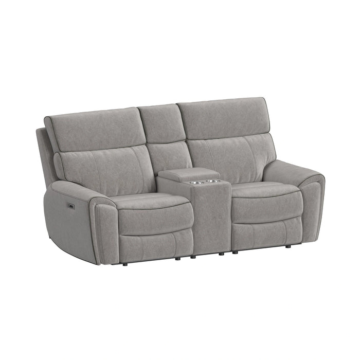 Jackpot P1 Loveseat W/Console in Explore Light Grey