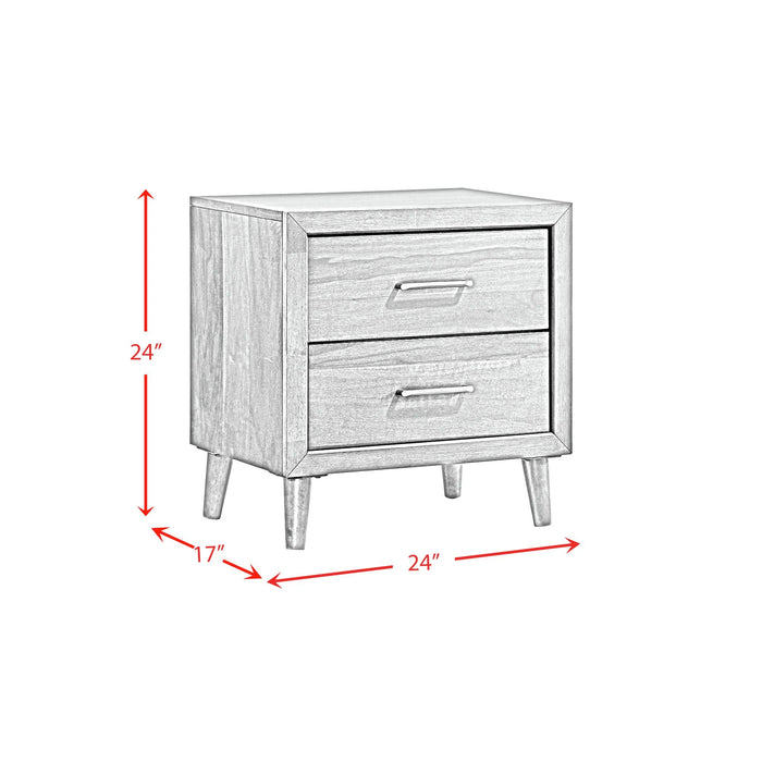 Malibu Bedroom Set with 2 Nightstands in Walnut