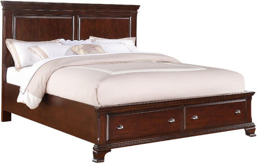 Elements International Canton Cherry King Panel Storage Bed in Dark Wood image