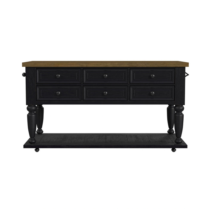 Heritage & Home Kitchen Island with Casters in Oak Brown and Black