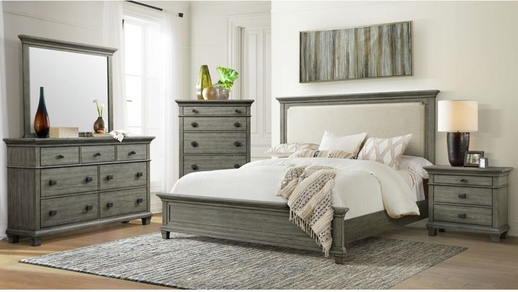 Elements International Crawford Queen Panel Bed in Gray