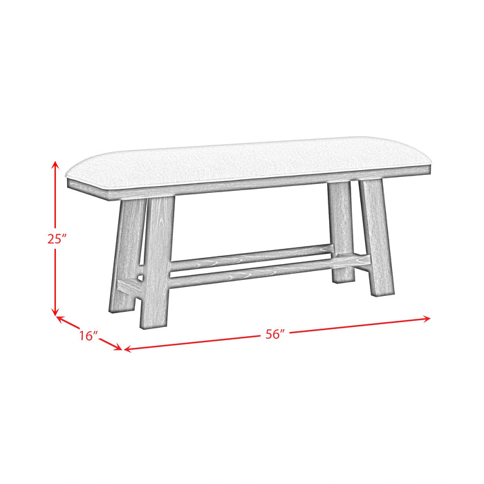 Transcend Bench with Light Grey Fabric in Charcoal