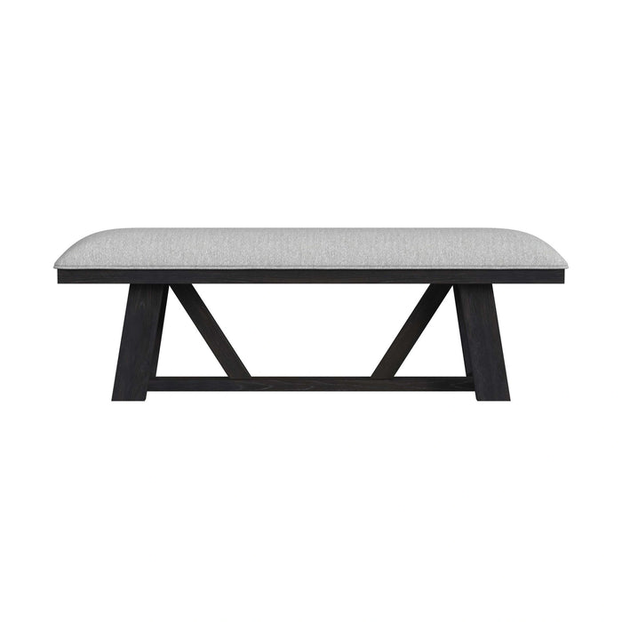 Transcend Bench with Light Grey Fabric in Charcoal