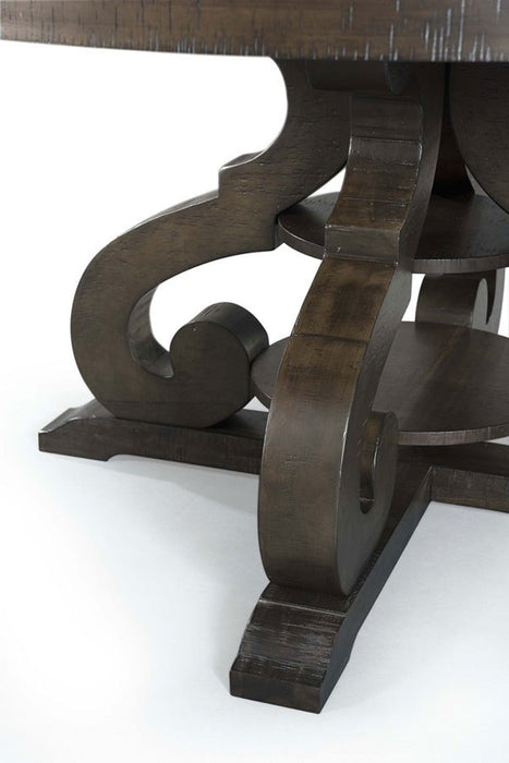 Elements International Stone Round Dining Table in Dark Ash