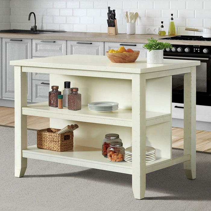 Elements International Stone Kitchen Island in White