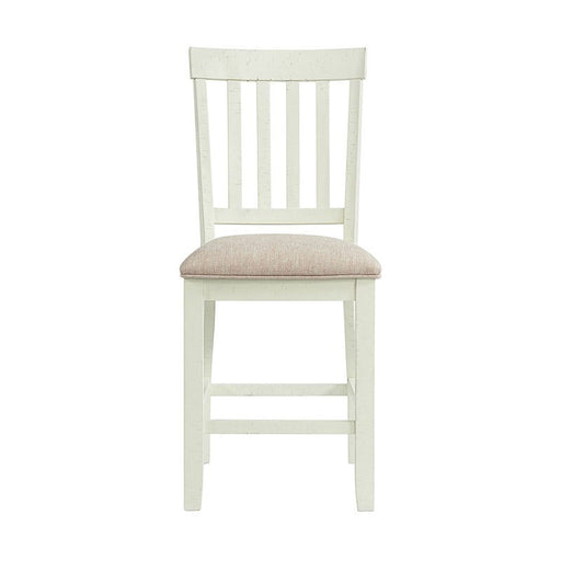 Elements International Stone Counter Height Slat Back Side Dining Chair (Set of 2) in White image