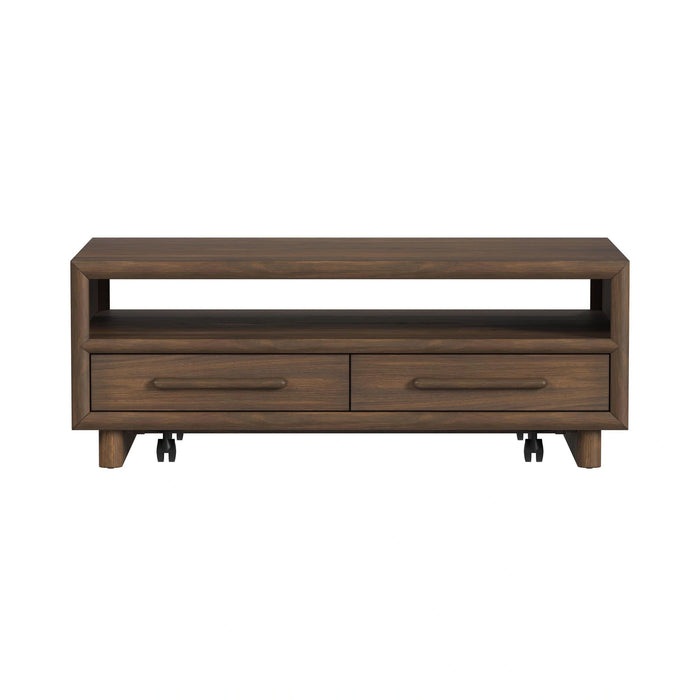 Brisbane 4-Drawer Coffee Table with Casters in Brown