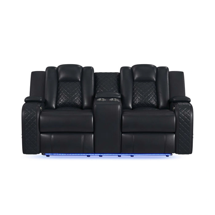 Carlo Power Motion Loveseat with Power Headrest, Console and LED