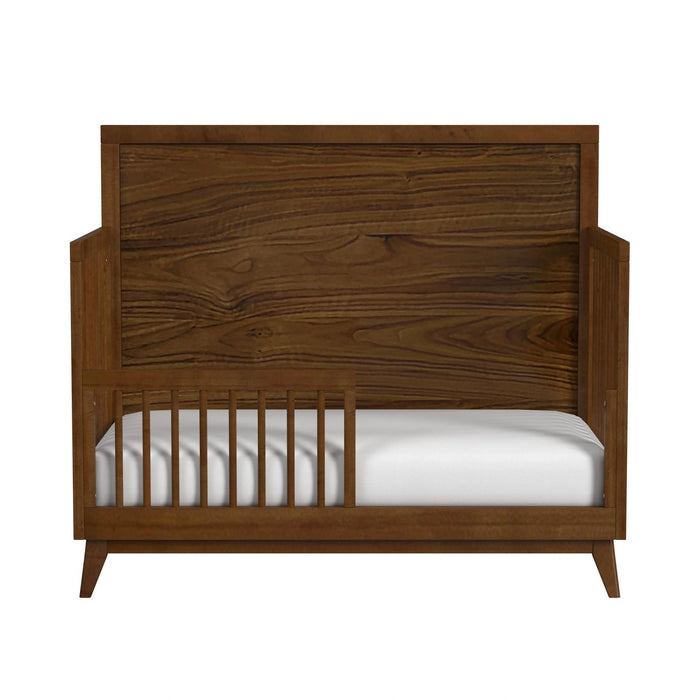 Malia Crib with High Headboard and Guardrail in Walnut