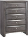 Elements International Emily Grey 5 Drawer Chest in Gray image