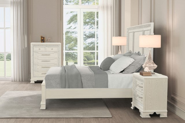 Stella Mia 4 Pc 5 Pc Queen Bedroom Set White & White