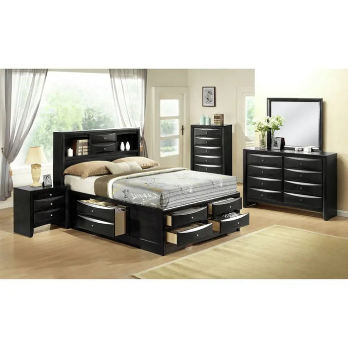 Elements International Emily Queen Storage Bed in Black