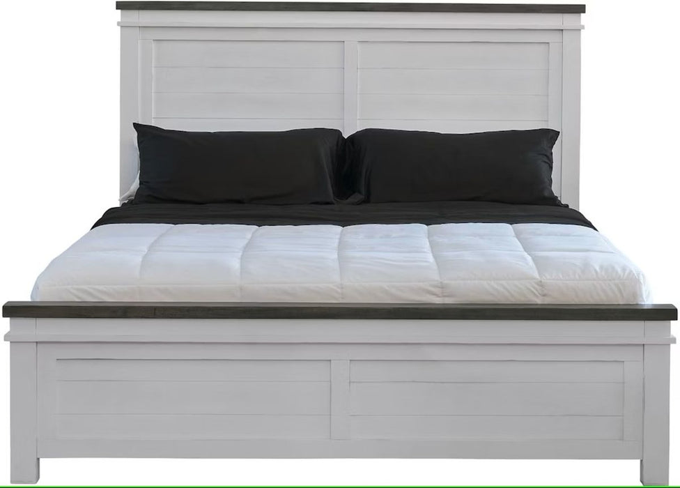 Elements International Madison Queen Panel Bed in White