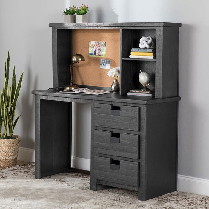Elements International Vista Computer Desk with Hutch in Grey