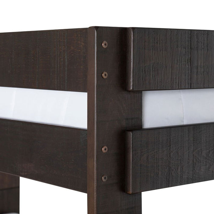 Elements International Vista Twin over Full Bunk Bed with Staircase in Brown