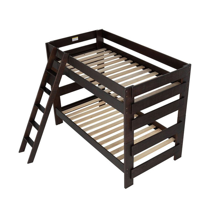 Elements International Vista Twin over Twin Bunk Bed with Ladder in Brown