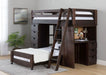 Elements International Vista Twin over Twin Super Loft Bed with Desk and Bookcase in Brown image