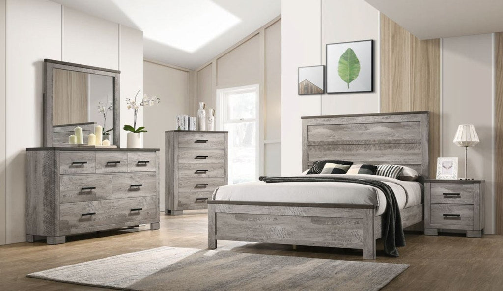 Elements International Millers Cove King Panel Bed in Gray