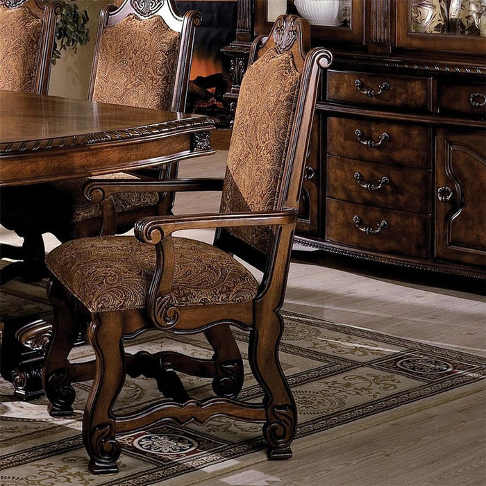 Crown Mark Neo Renaissance Dining Arm Chair in Warm Brown (Set of 2)