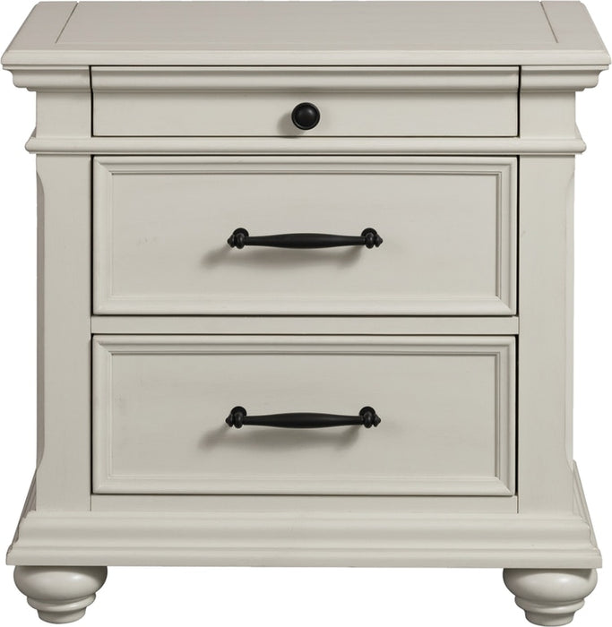 Elements International Slater 3 Drawer Nightstand with USB Port in White image