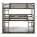 Elements International Trey Twin Over Twin Over Twin Bunk Bed in Wire Brushed Grey image