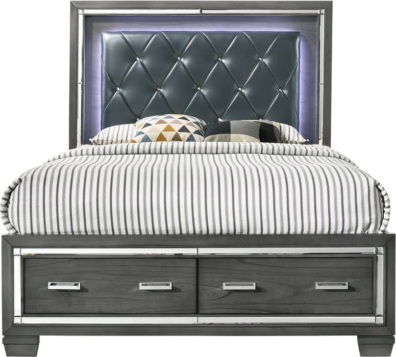 Elements International Titanium Queen Storage Bed in Gray